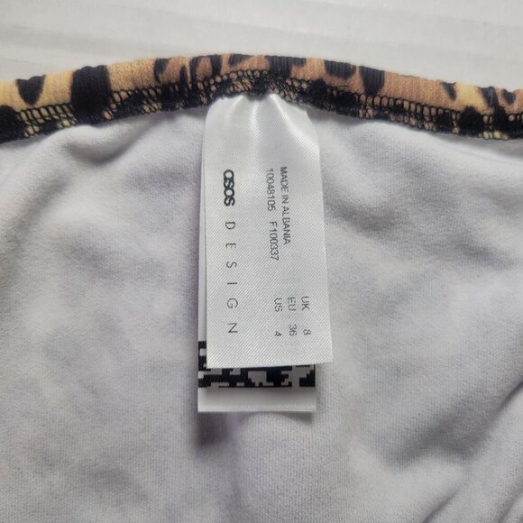 ASOS Design Leopard Print Bikini Bottoms With Adjustable Side Ties Size US 4 - Picture 4 of 6